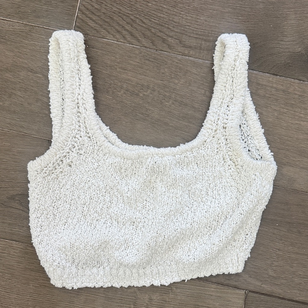FREE Babaton Cream Textured Cropped Tank